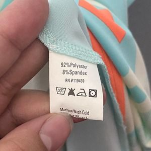 JB by Julie Brown Aqua and Coral Geometric Midi Dress